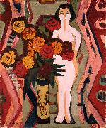 Ernst Ludwig Kirchner Still life with sculpture oil painting on canvas
